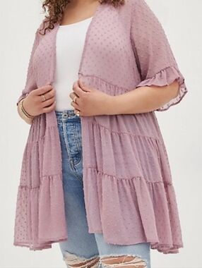 Torrid Ruffle Kimono Open Front Cardigan